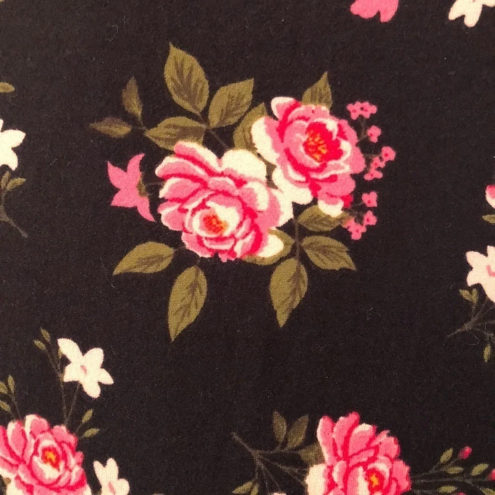 BTWEEN Girls Stretchy Dress Black Pink Rose Floral Keyhole Back Size L 10/12 NWT